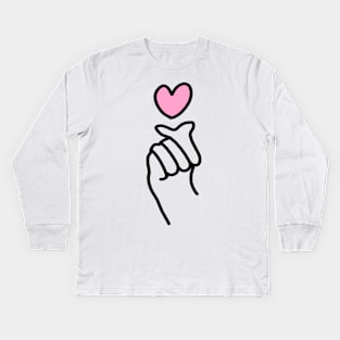 Korean Finger Mini Pink Sweety Kids Long Sleeve T-Shirt